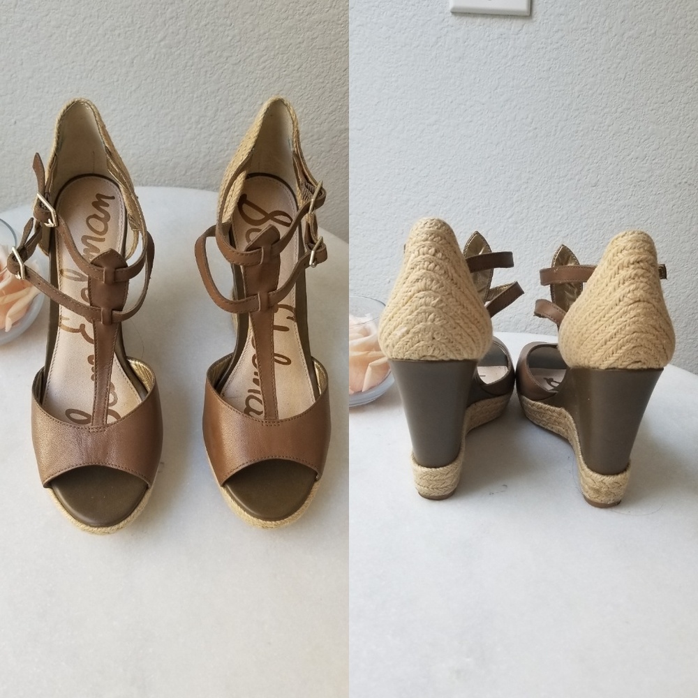 Sam Edelman leather open toe wedges size 7.5
